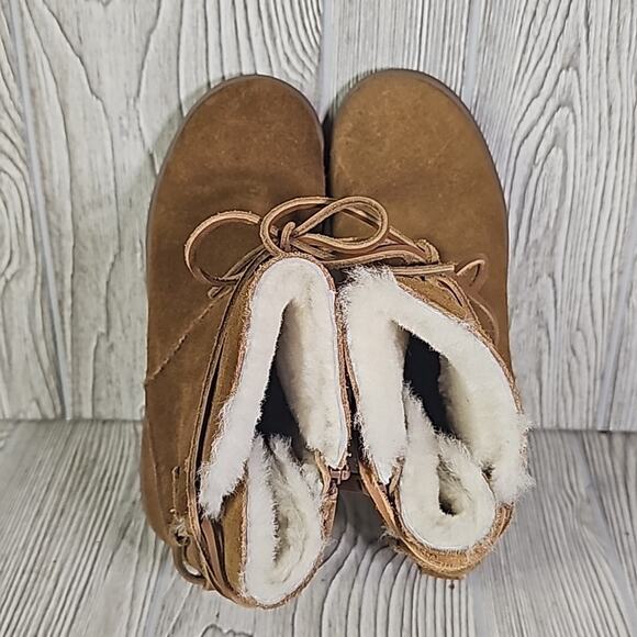 Koolaburra by UGG Shazi Short Chestnut Leather Boots Women Size 6 - Picture 7 of 14